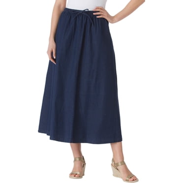 Woman Within Plus Size Petite Drawstring Denim Skirt