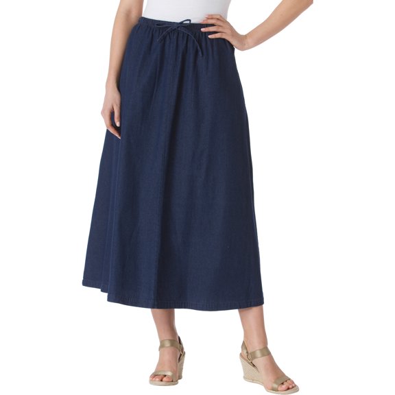 Woman Within Plus Size Drawstring Denim Skirt