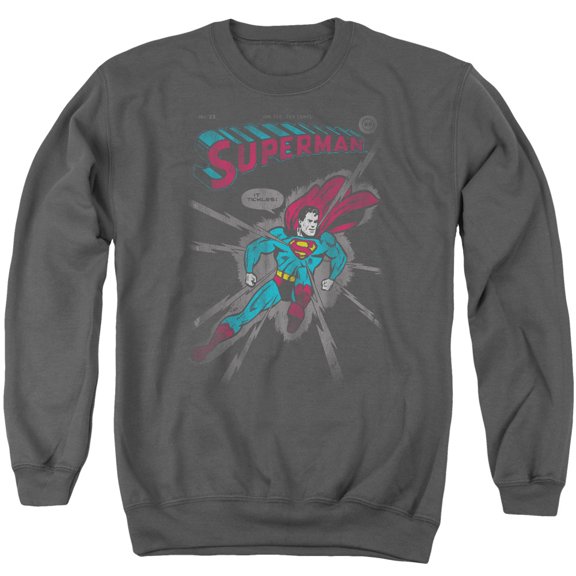 Superman It Tickles Adult Crewneck Sweatshirt Charcoal