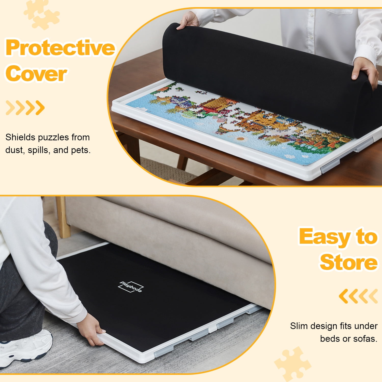Playboda 1500-Piece Puzzle Table with 4 Drawers, PVC + ABS Material, 35 x 27 Inches