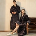 thumbnail image 2 of Winter couple flannel pajamas plus size comfortable bathrobe for warmth in winter, 2 of 5
