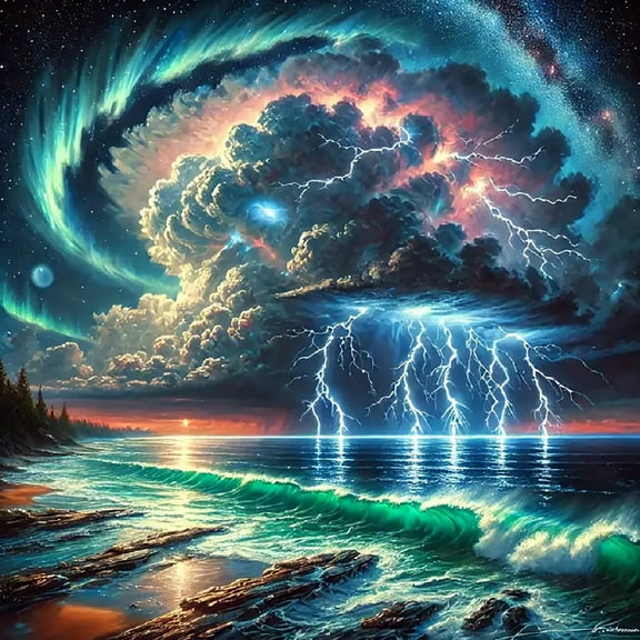 Diamond Art Painting Kits for Adults,Storms 5D Diamond Painting Dots Art Kits for Adults Beginner, DIY Full Round Gem Crystal Art Paint by Diamond, Home Wall Decor 14x 14 in