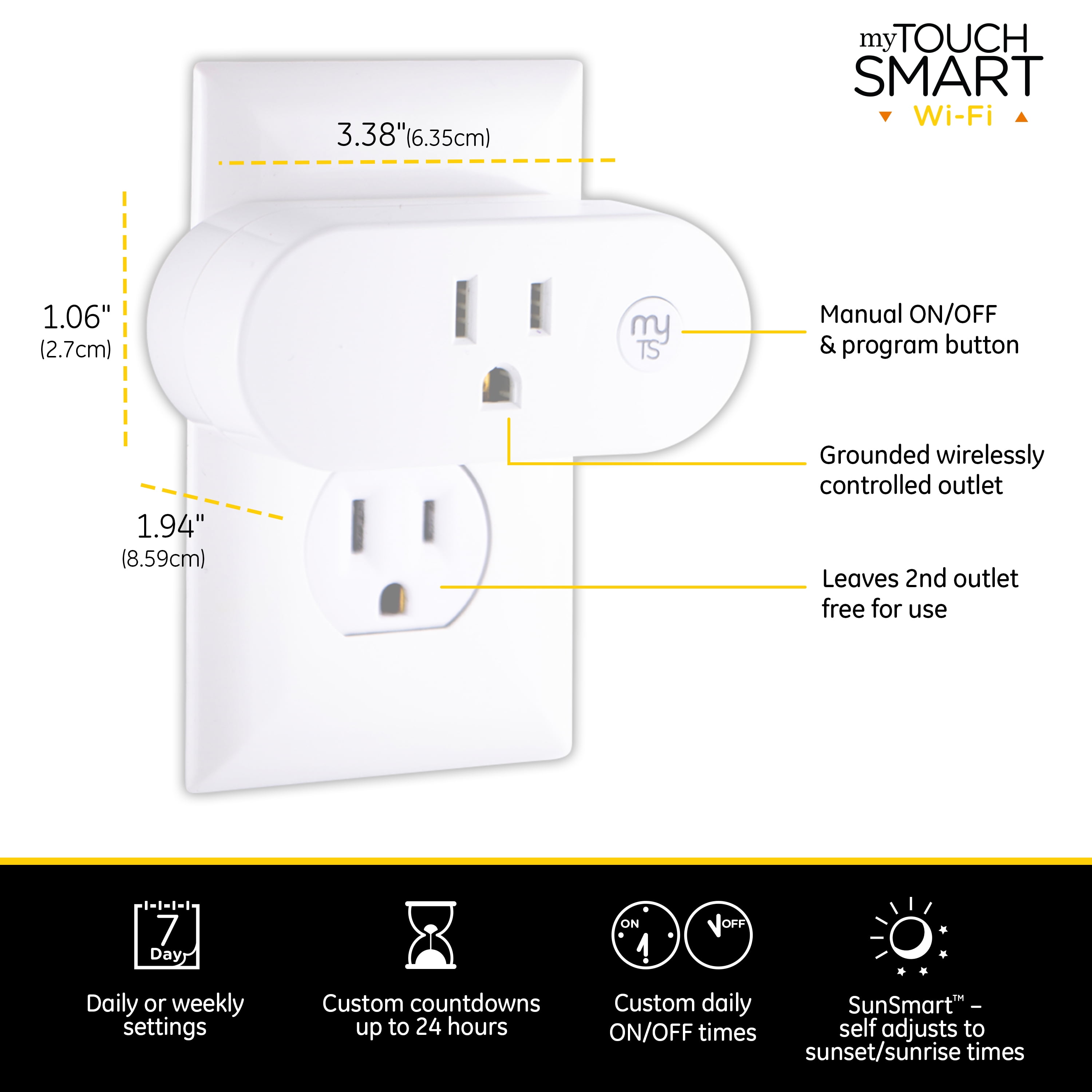 95- Smart Wall Outlet with 1 Gang Touch Switch Smart Life App Remote Control, Voice Control, Touch Control Compatible with Assistant Smart Switch Plug H42727