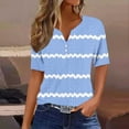 thumbnail image 2 of QATAINLAV Going Out Tops for Women Casual Button V Neck Henley Shirts Fashion Stripe Print Tshirts Loose Fit Eyelet Embroidery Short Sleeve Blouses Light Blue XXL, 2 of 5