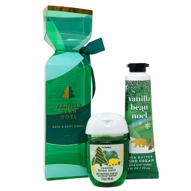 Bath & Body Works VANILLA BEAN NOEL Travel Size Shea Butter Hand Cream & PocketBac Hand Gel Gift