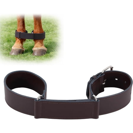 Horse Hobbles, 17.3" Adjustable Hobbles Leather for Horses Legs, Training 2-Leg Hobbles for Control Running and Kicking