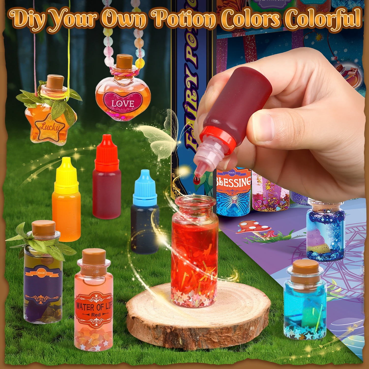 Huge Wave Fairy Magic Potion Kits for Girls, DIY Magic Mix Potion Making Kit, 22 Bottles Craft Creative Toy for Kids Aged 6-12 Christmas Birthday Gifts
