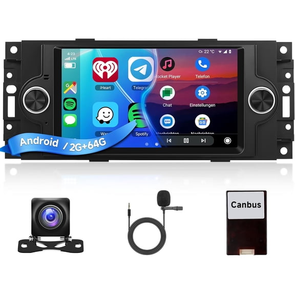 Podofo 2 64G Car Radio Stereo for Dodge Ram 1500/2500/3500 (06-08),Dodge Durango (05-2008),Chrysler 300 Touring/300C/300M (05-07),Jeep Grand Cherokee (05-09) WiFi Wireless Carplay Android Auto,6.2“