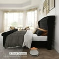 thumbnail image 4 of Merluxy King Size Platform Bed Frame, Velvet Upholstered Sleigh Bed with Scroll Wingback Headboard & Footboard/Button Tufted, Black, 4 of 8