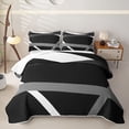 thumbnail image 2 of Erosebridal Modern Stripe Abstract Quilt King,Geometric Line King Coverlet Set For Girls,3 Pieces, 2 of 7