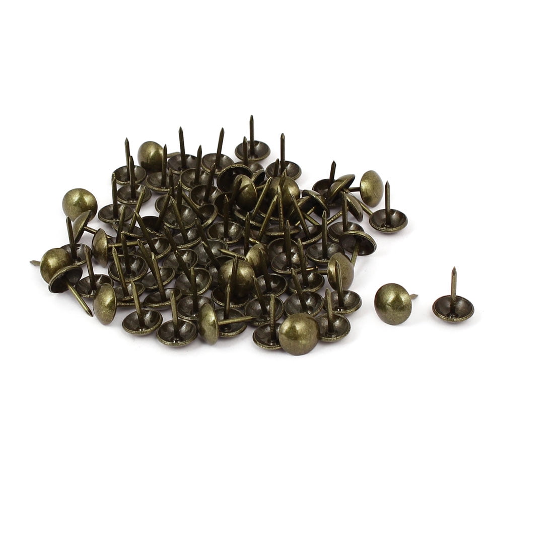 100-Pack Bronze Flat Head Thumb Tacks - Heavy Duty Upholstery Nails For Furniture & Decoration (16mm X 20mm)