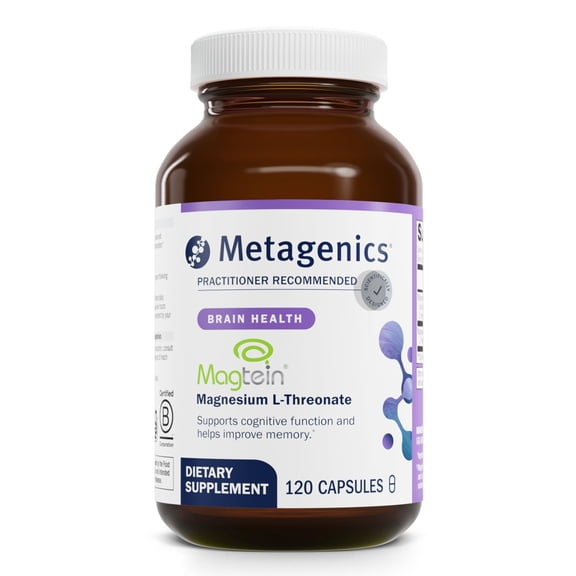 Metagenics Magnesium L-Threonate - 147 mg Magnesium as L-Threonate - Magtein Magnesium - for Brain Health* - Mineral Supplement - Non-GMO & Gluten-Free - 120 Capsules