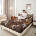 thumbnail image 4 of Feelyou Brown Dreamcatcher Full Size Sheets, Hippie Tribal Triangle Bed Sheets, Southwestern Style Sheet Sets, Lightweight Room Decor, 4pcs, 4 of 7