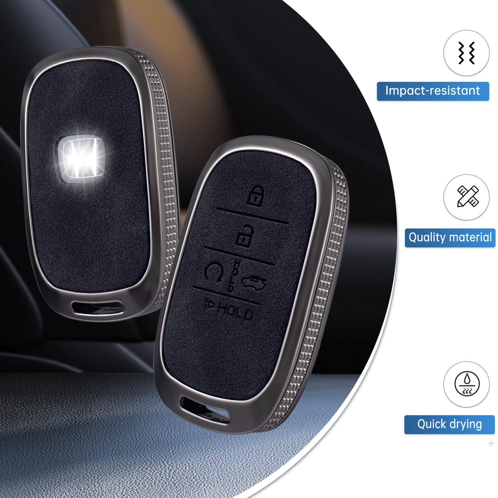 Compatible with Honda Key Fob Cover with Keychain Leather Key Case Protector for 2022 Honda Accord Civic CRV Pilot Odyssey 11th Gen Smart Key Case Holder