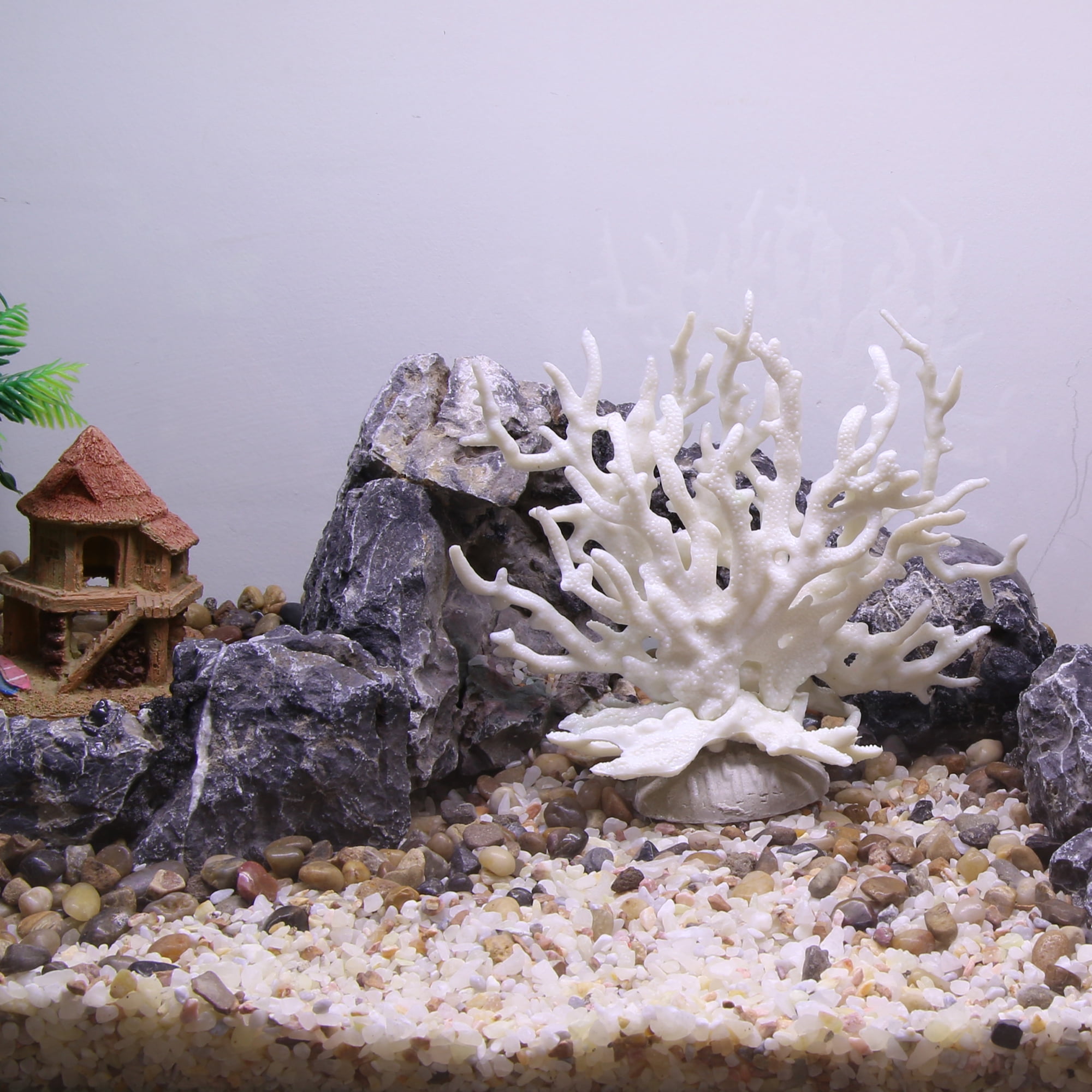 Unique Bargains Coral Reef Decor Mini Faux for Aquarium Decorations White 6.5x5.83 inches