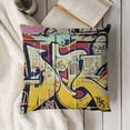 thumbnail image 3 of YINGXI Throw Pillows Covers Colorful Graffity Wall Street Urban Throw Pillow Cases Square Decorative Throw Pillow Cushion Cover Pillowcase 18x18in, 3 of 5