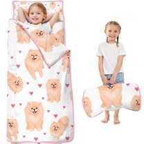 Pomeranian Dogs with Hearts Toddler Nap Mats for Kids Preschool,Sleeping Mat Bag or Kids,Toddler Sleeping Bag,Toddler Nap Mat or Daycare