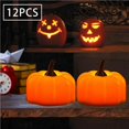 thumbnail image 3 of Vela De Té De Calabaza, Vela Electrónica Multiusos, Luz Parpadeante De Calabaza Alimentada Por Batería Para Decoración De Fiestas En El Hogar12 Uds Vogacara HA014666-00, 3 of 7