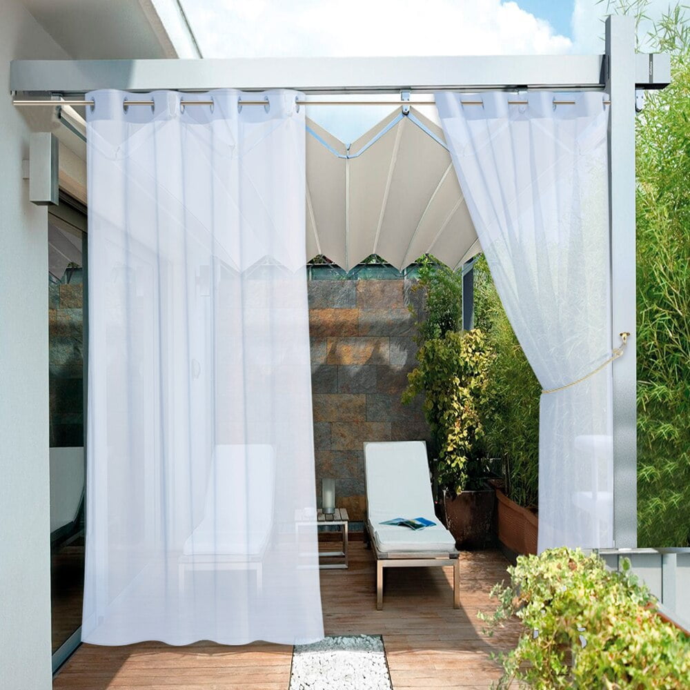 Lapalife Sheer Outdoor Curtains for Patio Waterproof Voile Sheer Curtains for Gazebo Pergola, 52" x 96", 1 Panel