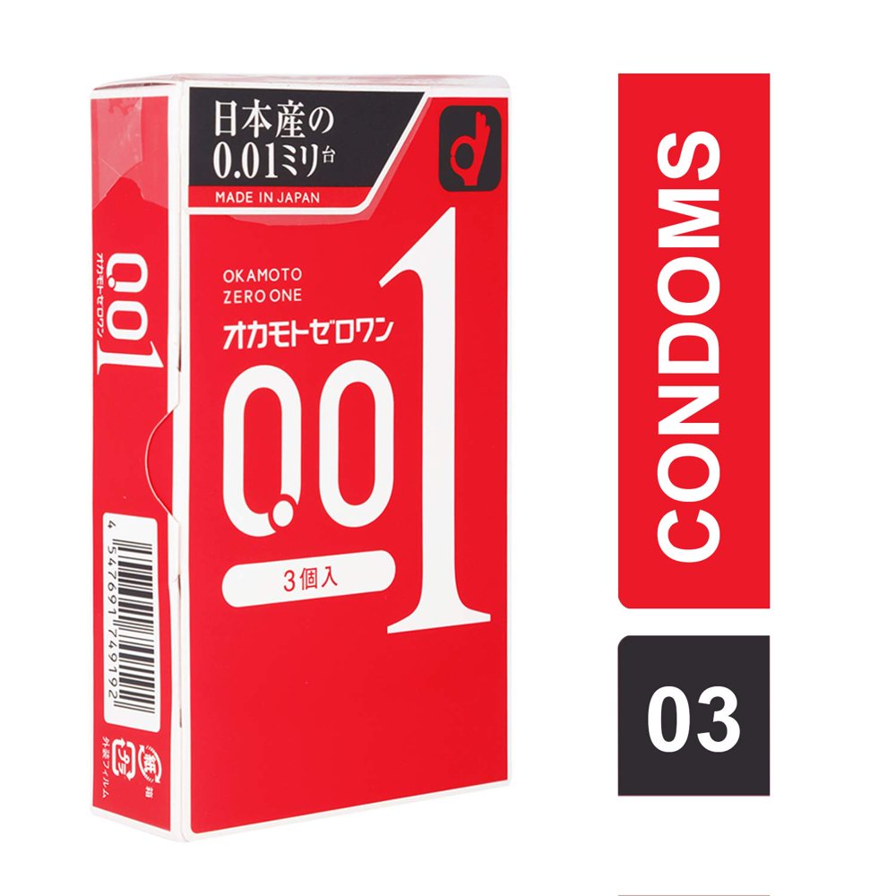 Okamoto 001 Condom one box 3 counts Polyurethane condom Double