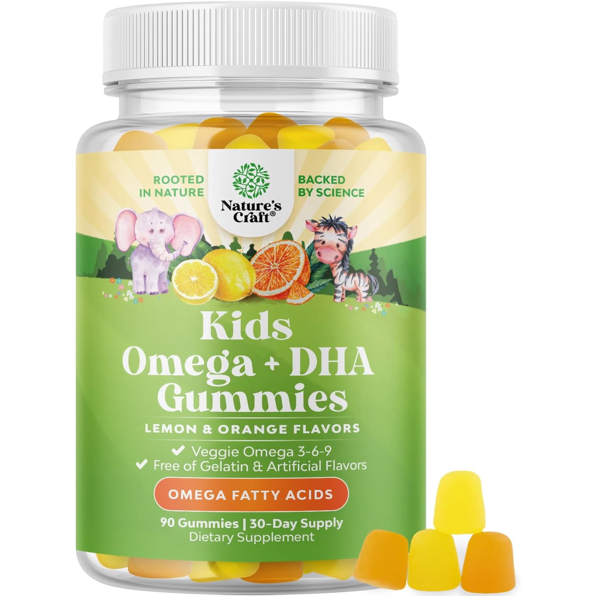 Natures Craft Vegetarian Omega 3 6 9 Gummies for Kids with DHA, 180 Count