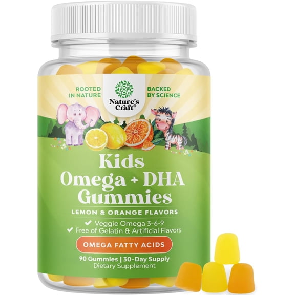 Vegetarian Omega 3 Gummies for Kids - Vision Immunity and Focus Support