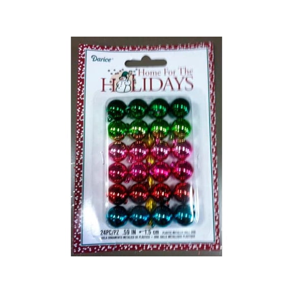 Darice Holiday Ball Ornament .59" Astd Met 24pc