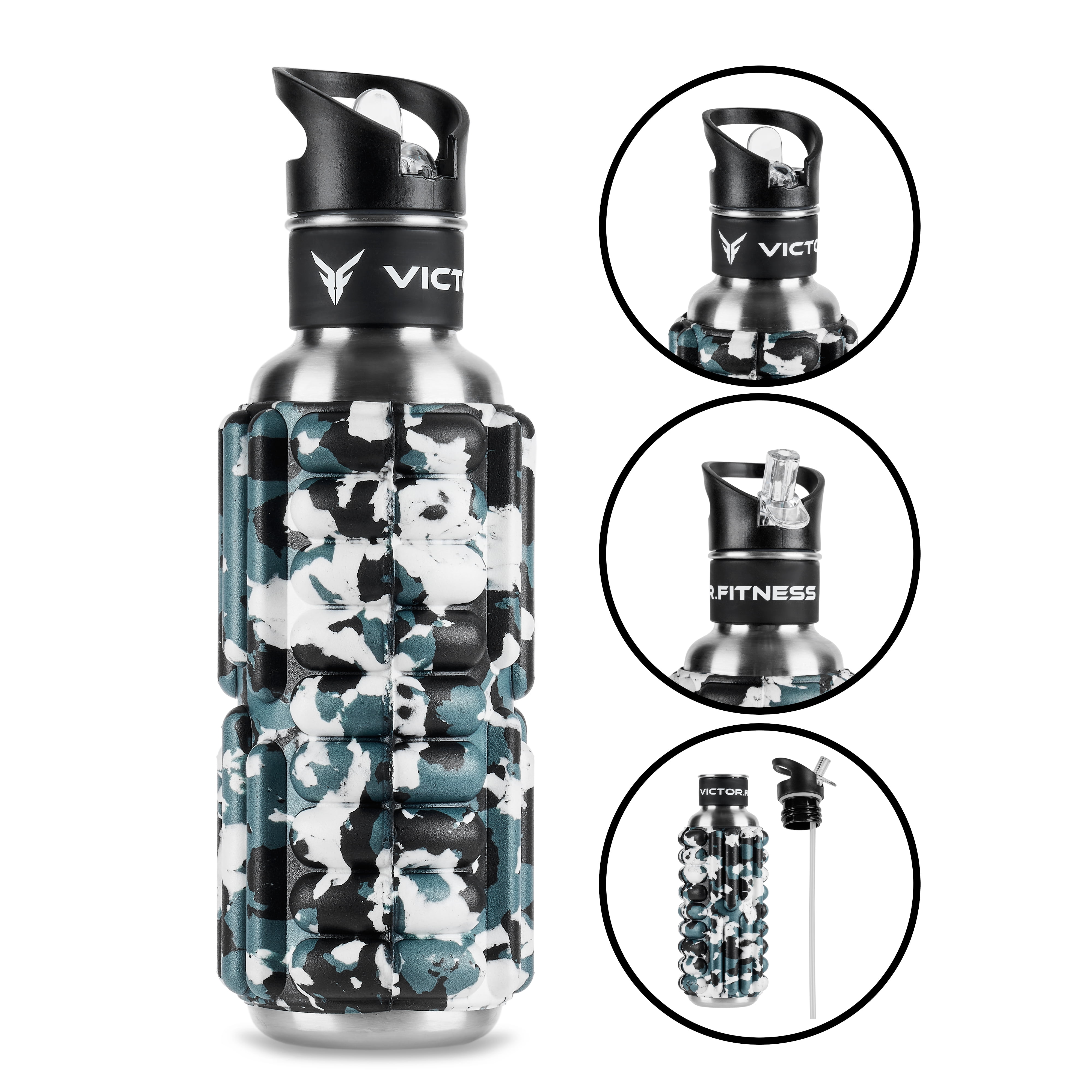 Victor.Fitness TriggerBottle 17oz Foam Roller Water Bottle (Camo) Built
