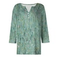 thumbnail image 4 of zaveiop Womens Shirts 3/4 Sleeve V Neck Button Down Early Fall Fashion Shirts Business Casual Outfit Tees Tops 2025 (Z2-Green, XL), 4 of 5