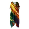 thumbnail image 4 of YuXingFu Dresses for Women V Neck 3/4 Sleeve Long Summer Dress Tie Waist Nylon Vacation Casual Everyday Boho Sundresses Multicolor S, 4 of 6