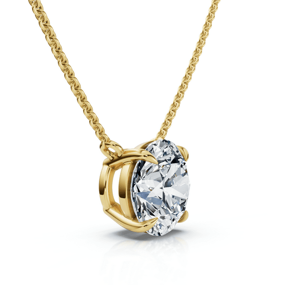 Pompeii 1Ct  Solitaire Round Cut Diamond Pendant 14k Yellow Gold Necklace Lab Grown