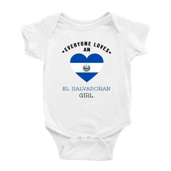 Everyone Loves an El Salvadoran Girl Baby Romper (White, 12-18 Months)