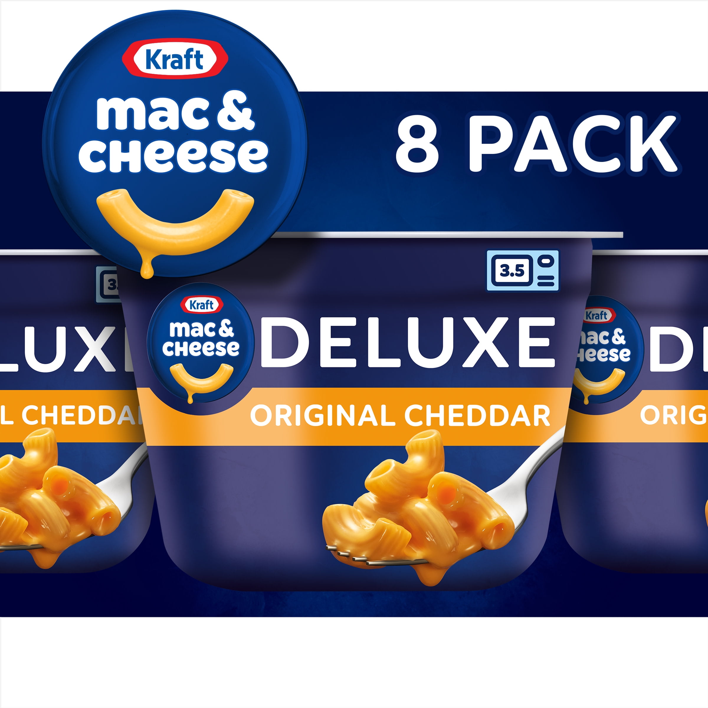 Kraft Deluxe Original Mac N Cheese Macaroni and Cheese Cups Easy Microwavable Dinner, 8 ct Box, 2.39 oz Cups