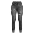 thumbnail image 5 of Favoffer Women's Imitation Denim Yoga Pants High Waist Tight Fit Hip Lifting Tummy Control Stretch Casual Trousers Outdoor Fitness Activewear, 5 of 7
