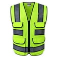 thumbnail image 2 of Reflective Vest with Pockets, Bright Construction Vest with Reflective Strip, Breathable Neon Fabric High Visibility Vest for Working Outdoor E, 2 of 8