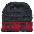 thumbnail image 4 of QQAMB Women's Knitting Beanie Hat Cap Winter Check Plaid Brim Outdoor Warm Headwear Cable Hats, 4 of 5
