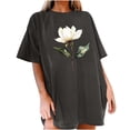 thumbnail image 2 of Mifsaly Oversized Graphic Tees for Women Magnolia Floral Print Cotton T-Shirts Crewneck Short Sleeve Summer Tops Lightweight Breathable Casual Daily Loose Fit Shirts 2026 XXL, 2 of 7