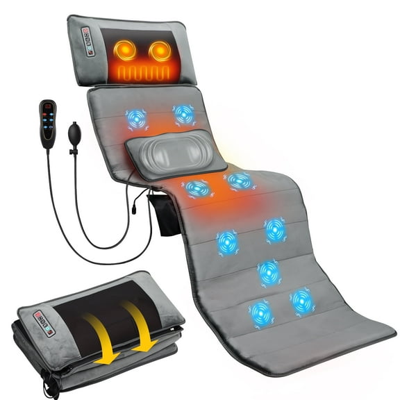 Full Body Massage Mat with Airbags Stretching, Neck & Shoulder Relief, 3D Lumbar Traction & Relaxation, Portable & Foldable Design,9 Modes 9 Intensities 3 Heat Levels, 65"x19"