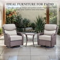 thumbnail image 3 of Outdoor Conversation Sets 5-Piece Patio Wicker Rattan Furniture Set with Swivel Rocking Chairs, Ottomans, Side Table and Upgrade 6" Cushions for Balcony Deck Backyard, Beige, 3 of 12