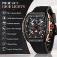 thumbnail image 2 of Watches for Men Multifunction Moon Phase Calendar Wrist Watches Luxury Quartz Waterproof Watch with Silicon Strap Gift for man, 2 of 8