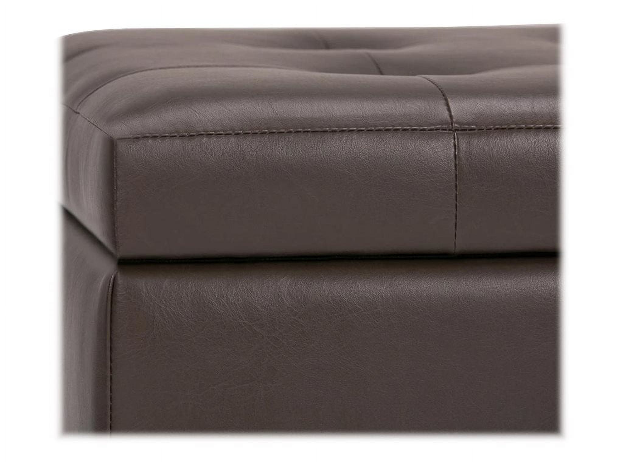 Cosmopolitan 34 inch Wide Storage Ottoman in Chocolate Brown Vegan Leather