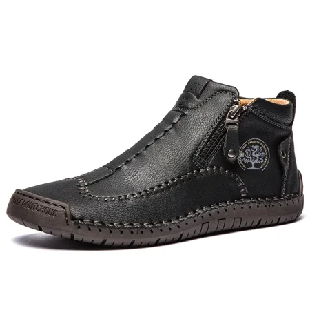 

Men‘s Lightweight PU Handmade Boots With Zipper