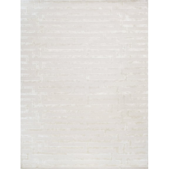 Pasargad Home Edgy 10' x 14' Hand-Tufted Silk and Wool Ivory Rug, For Indoor Space and all Age of Group