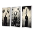 thumbnail image 3 of Designart "Surreal Portrait with Balloons" Fashion Woman Framed Wall Art Set Of 3 - Black Glam Frame Canvas Set For Living Room Decor, 3 of 6