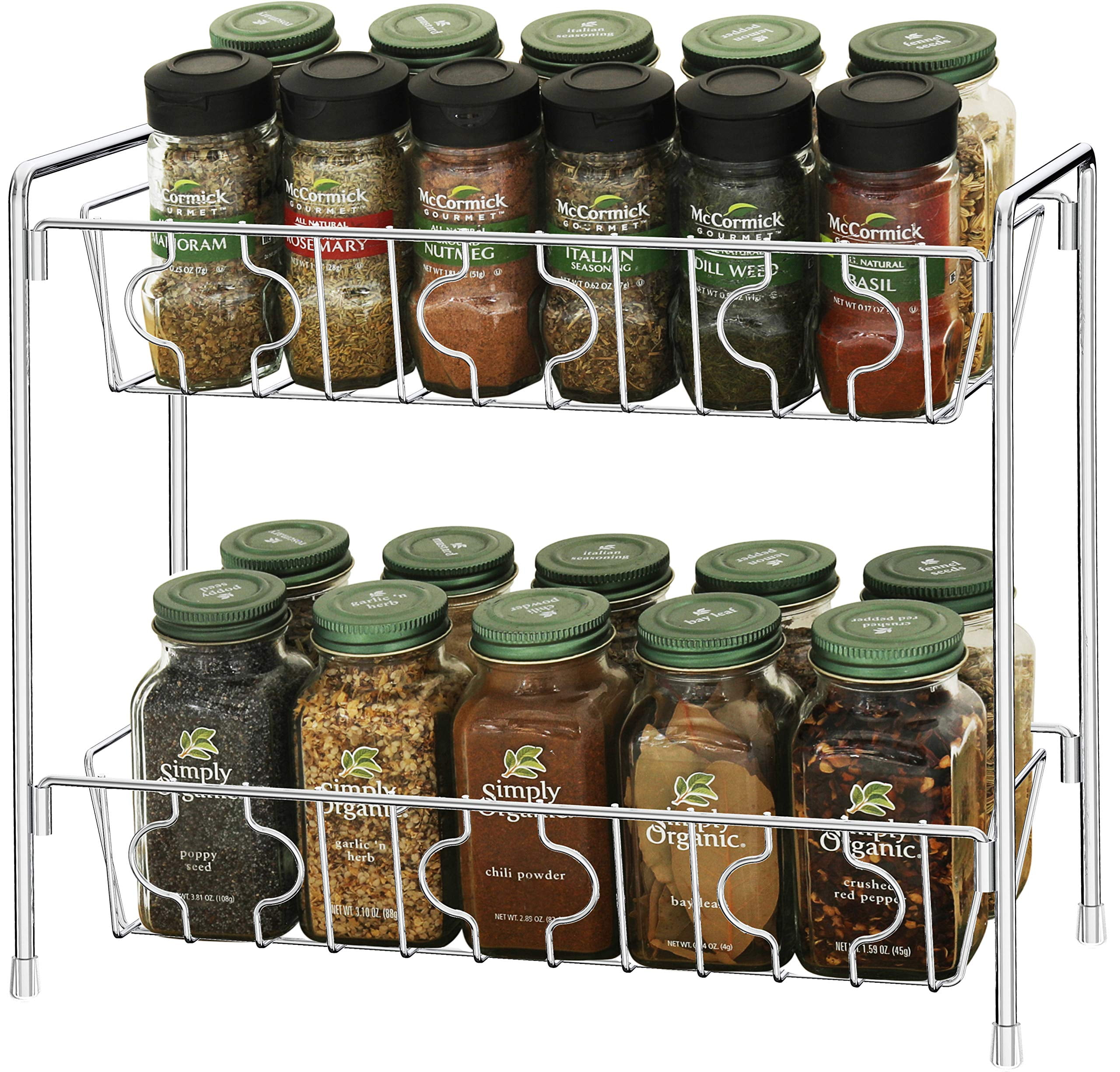 GiftGo 2 Tier Stackable Expandable Corner Spice Rack for Kitchen Countertop  Cabinet & Pantry Organizer Rustic Brown Wooden Corner Shelf Rack for
