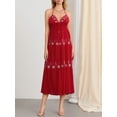 thumbnail image 2 of Biezeib Women Summer Casual Long Dress Flower Embroidery Tie-Up Halter Neck Sleeveless Dress Fashion Backless A-line Dress, 2 of 6