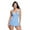 Blue, variant on V Neck One Piece Swimsuit For Women Skirtini Cover Up Ruffled Hem Swim Dress