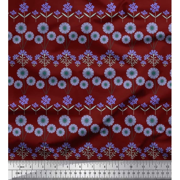 Soimoi Poly Georgette Fabric Leaves & Floral Artistic Print Fabric by Yard 52 Inch Wide