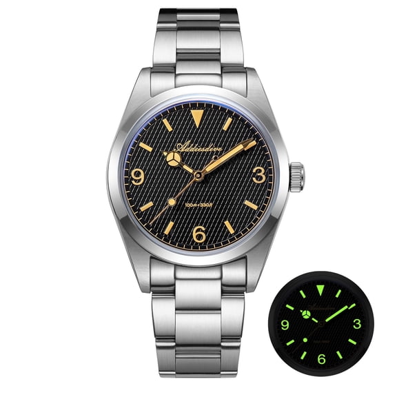 ADDIESDIVE Men's Watch for Men, Japanese Sweep Second Quartz Watch, 36mm Classic Analog Watch with 316L Stainless Steel Band, 100M Water Resistant & Luminous