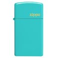 thumbnail image 3 of Zippo Slim Flat Turquoise Zippo Logo Pocket Lighter, 3 of 7